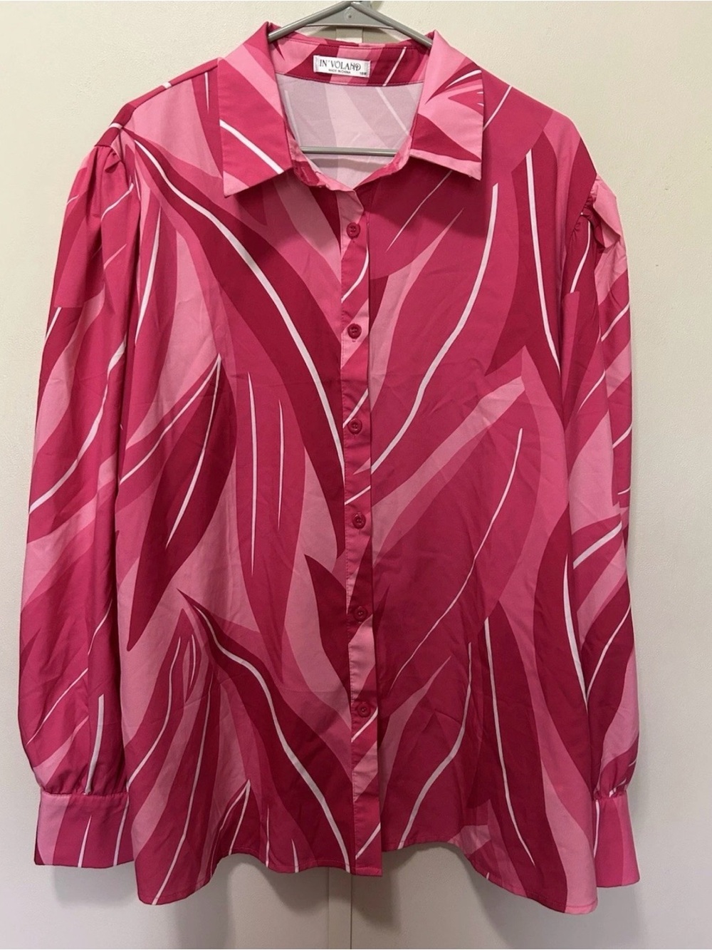 In’Voland Pink Patterned Button-Up Blouse